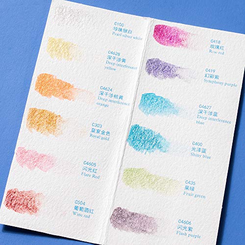Paul Rubens Watercolor Paint Artist Grade 12 Colors, Metallic Glitter Watercolor Paints Set Solid Cakes with Palette and 100% Cotton Hot Press Watercolor Journal for Artists Painters - Image 4