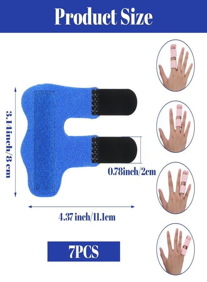 Wanmu 7 Pcs Finger Splint 7 Colors Trigger Thumb Splints for Broken/Straightening/Arthritis, Breathable Thumb Brace Stabilizer Support for Middle/Ring/Index/Pinky Finger Injured Protection - Image 2