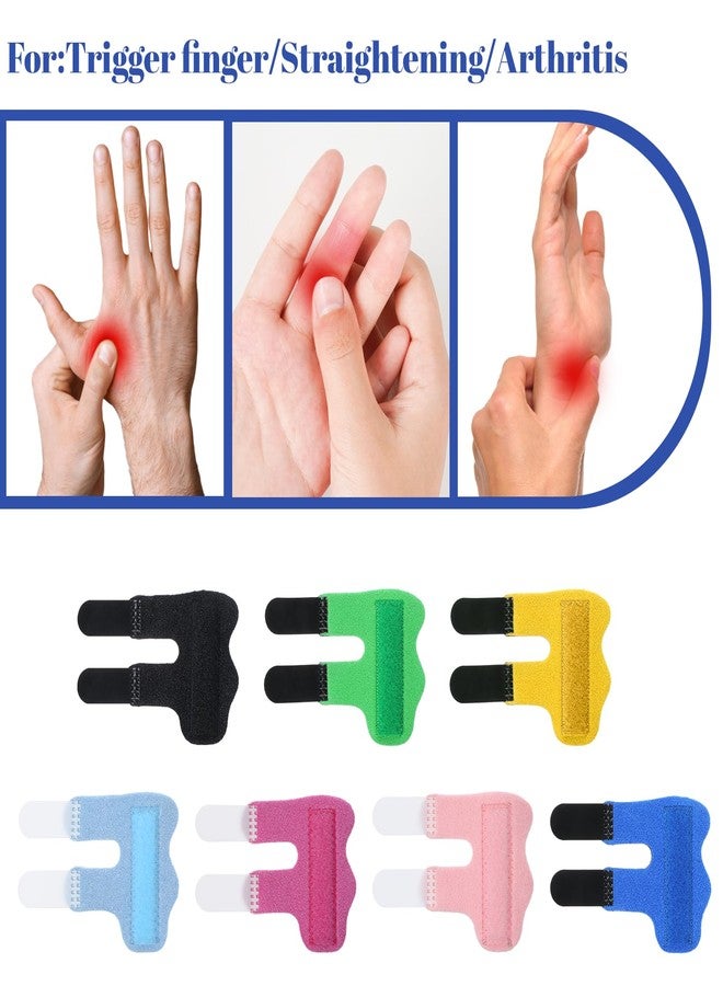 Wanmu 7 Pcs Finger Splint 7 Colors Trigger Thumb Splints for Broken/Straightening/Arthritis, Breathable Thumb Brace Stabilizer Support for Middle/Ring/Index/Pinky Finger Injured Protection - Image 5