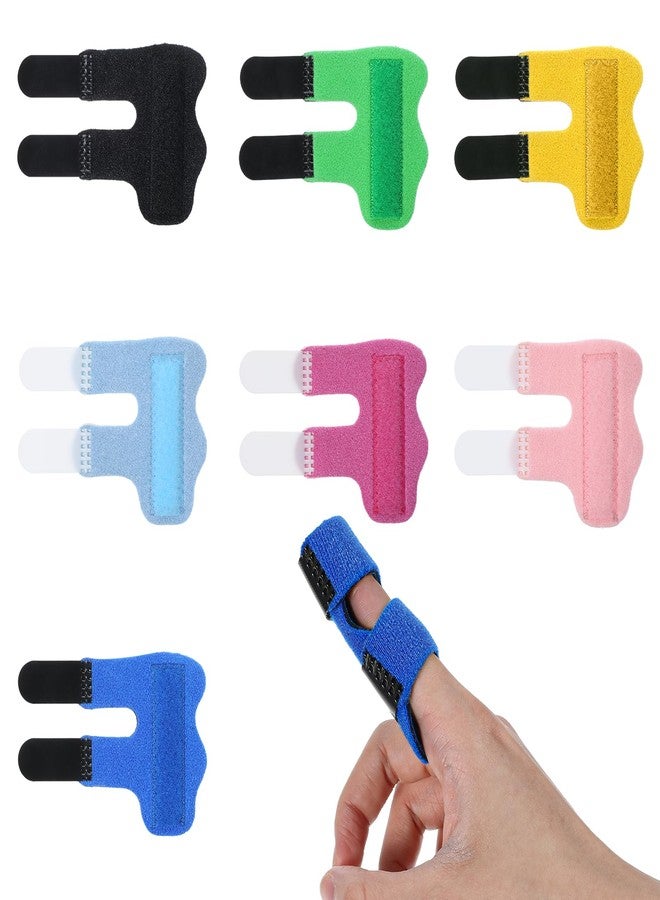Wanmu 7 Pcs Finger Splint 7 Colors Trigger Thumb Splints for Broken/Straightening/Arthritis, Breathable Thumb Brace Stabilizer Support for Middle/Ring/Index/Pinky Finger Injured Protection - Image 1