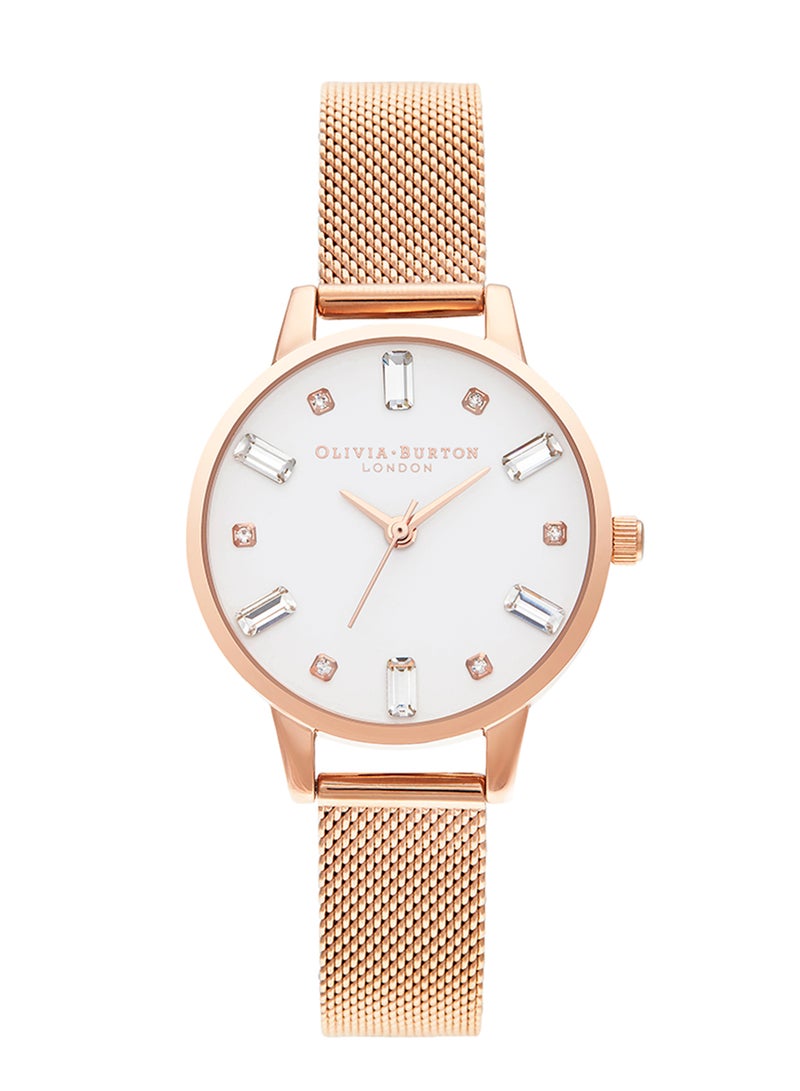 OLIVIA BURTON ROUND ANALOG WOMEN'S WHITE & STONE CASE WATCH - OB16BJ02