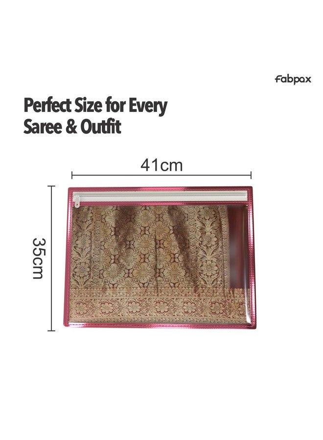 FabPax FabPax Saree Cover, Saree Cover for Gifting, Non-woven Single Saree Bags, One Side Transparent Saree Covers With Zip, Saree Covers For Storage, Wardrobe Organiser, Size-36x42 cm (Pink, Set of 50)  - Image 2