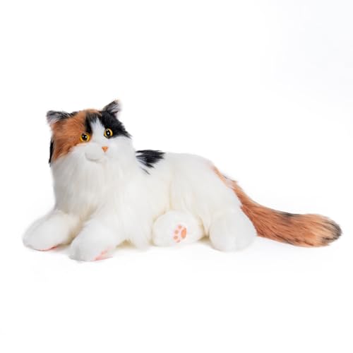 Chongker Interactive Companion Robot Cat Weighted Breathing Stuffed Animals Cat Plush Toy with Meow Voice Breathing Response Realistic Heartbeat and Purring Dark Calico Cat - Image 1