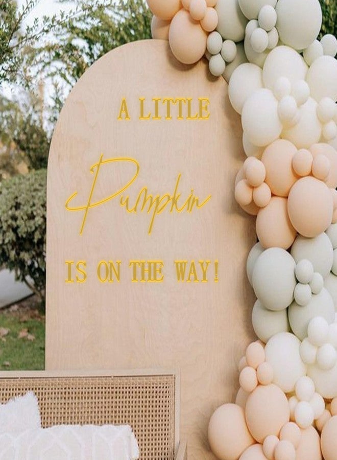 MUWEOL ملصق MUWEOL A Little Pumpkin Is On The Way - ديكور جداري على شكل قوس بالونات لحفل استقبال المولود الجديد على شكل يقطين، ديكور لحفل استقبال المولود الجديد في الهالوين، حروف ذهبية، ديكور لحفلات الخريف (ملصق ذهبي على شكل يقطين) - Image 4