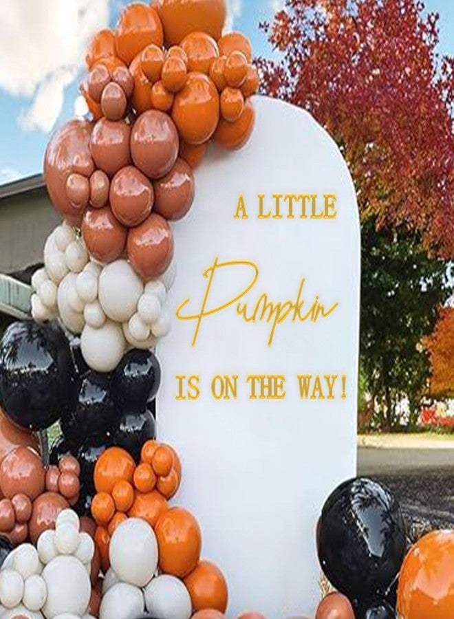 MUWEOL ملصق MUWEOL A Little Pumpkin Is On The Way - ديكور جداري على شكل قوس بالونات لحفل استقبال المولود الجديد على شكل يقطين، ديكور لحفل استقبال المولود الجديد في الهالوين، حروف ذهبية، ديكور لحفلات الخريف (ملصق ذهبي على شكل يقطين) - Image 1