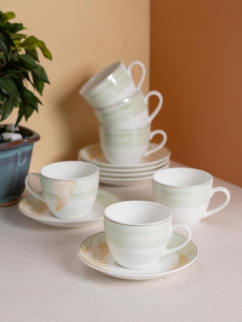JCPL Fine Ceramic Printed Cup Saucer Set of 12 6 Cups 6 Saucers 180 ml Each Royal R418 - Image 1