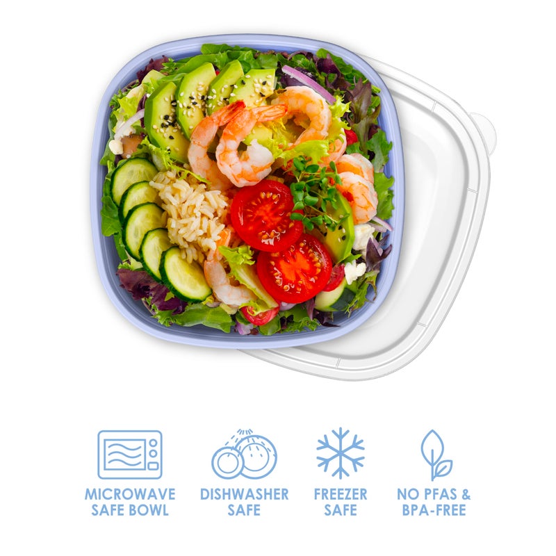 Bentgo Prep - 1-Compartment Bowls with Custom Fit Lids - Reusable, Microwaveable, Durable, PFAS & BPA-Free, Freezer and Dishwasher Safe Meal Prep Food Storage - 10 Bowls & 10 Lids (Periwinkle) - Image 3