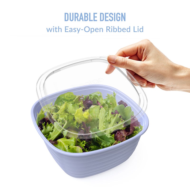 Bentgo Prep - 1-Compartment Bowls with Custom Fit Lids - Reusable, Microwaveable, Durable, PFAS & BPA-Free, Freezer and Dishwasher Safe Meal Prep Food Storage - 10 Bowls & 10 Lids (Periwinkle) - Image 5