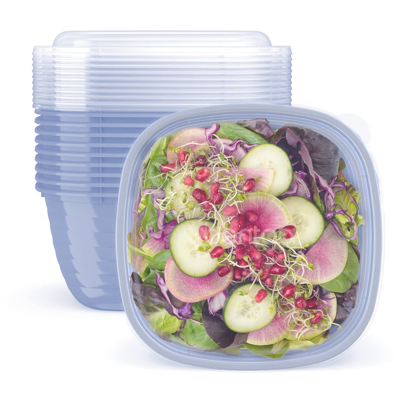 Bentgo Prep - 1-Compartment Bowls with Custom Fit Lids - Reusable, Microwaveable, Durable, PFAS & BPA-Free, Freezer and Dishwasher Safe Meal Prep Food Storage - 10 Bowls & 10 Lids (Periwinkle) - Image 1
