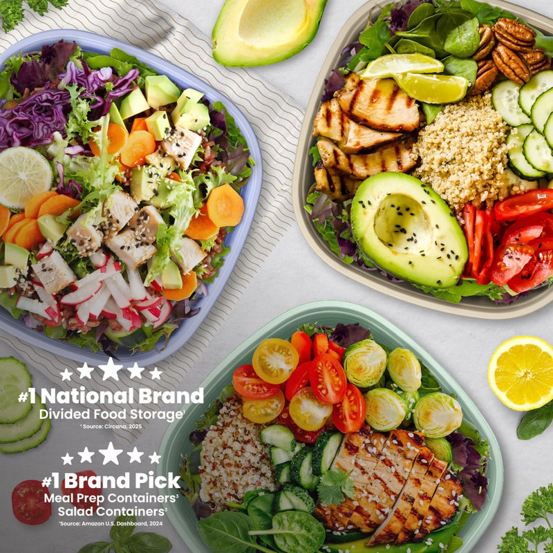 Bentgo Prep - 1-Compartment Bowls with Custom Fit Lids - Reusable, Microwaveable, Durable, PFAS & BPA-Free, Freezer and Dishwasher Safe Meal Prep Food Storage - 10 Bowls & 10 Lids (Periwinkle) - Image 2