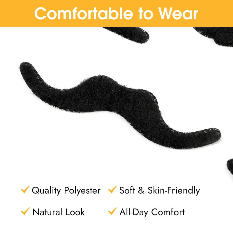 MOWPOG 66 PCS Novelty Fake Mustache Self Adhesive Beard, Costume Mustaches Stickers for Cosplay, Party Accessories, Halloween, Christmas, Funny Fake Facial Hair Mustaches for All Age (22 Classic) - Image 4