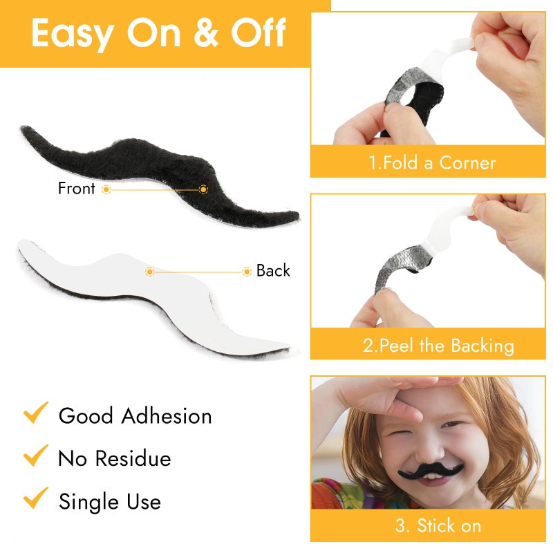 MOWPOG 66 PCS Novelty Fake Mustache Self Adhesive Beard, Costume Mustaches Stickers for Cosplay, Party Accessories, Halloween, Christmas, Funny Fake Facial Hair Mustaches for All Age (22 Classic) - Image 3