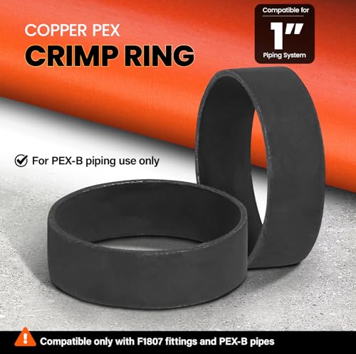 SUPPLYGIANT FQDS0100100 PEX Tubing Crimp Rings Copper Pipe Fitting 1 Black 100 Pack - Image 3
