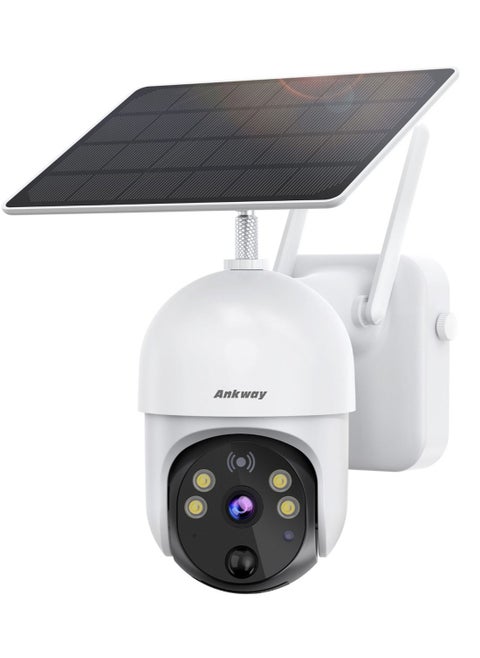 Wireless Outdoor Security Camera Upgraded Solar Security Camera with 14400mAh Rechargeable Battery 2.4G WiFi 1080P Color Night Vision IP65 2-Way Audio Pan Tilt 3X Zoom PIR Detection