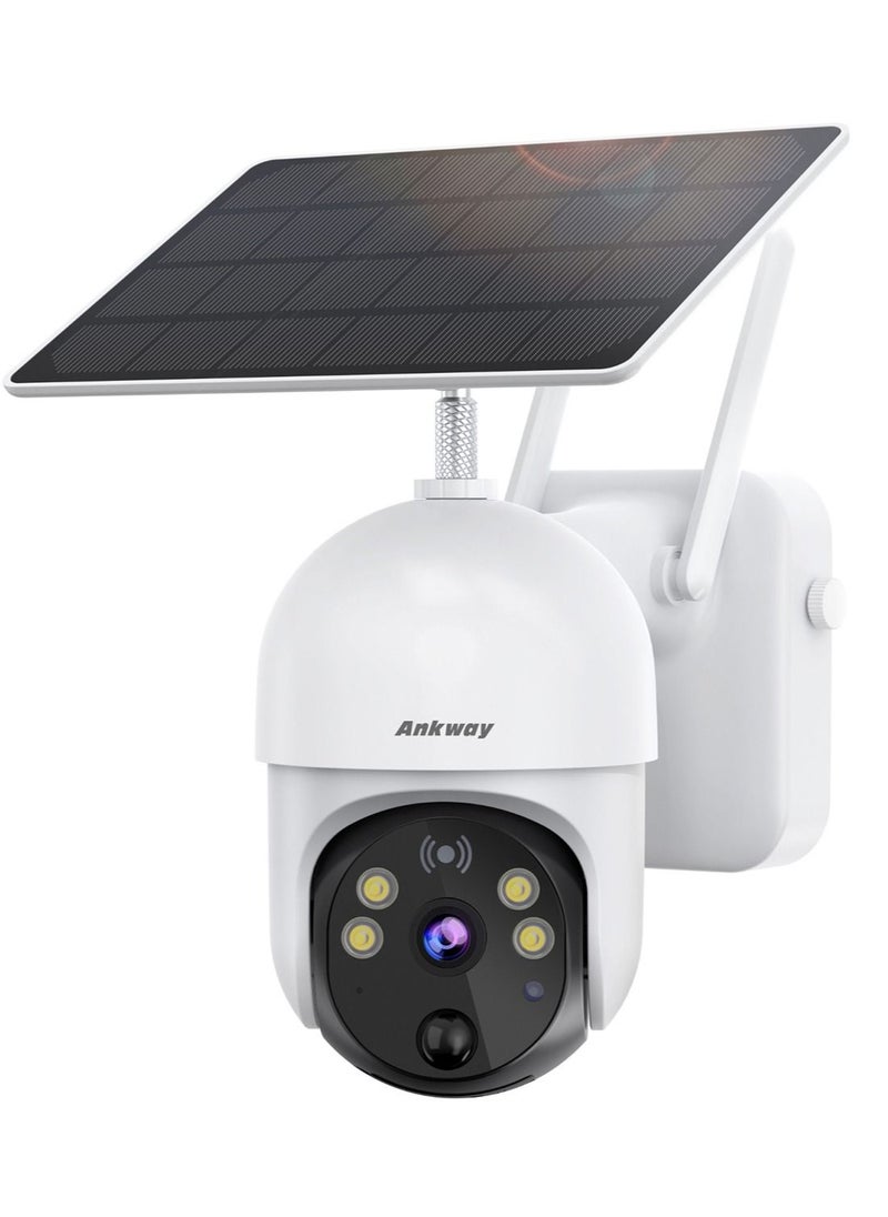 Wireless Outdoor Security Camera Upgraded Solar Security Camera with 14400mAh Rechargeable Battery 2.4G WiFi 1080P Color Night Vision IP65 2-Way Audio Pan Tilt 3X Zoom PIR Detection