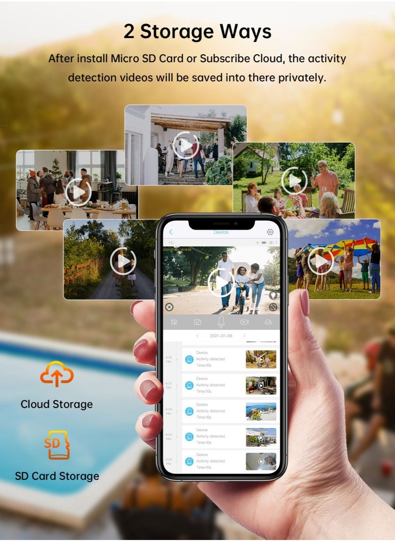 Wireless Outdoor Security Camera Upgraded Solar Security Camera with 14400mAh Rechargeable Battery 2.4G WiFi 1080P Color Night Vision IP65 2-Way Audio Pan Tilt 3X Zoom PIR Detection