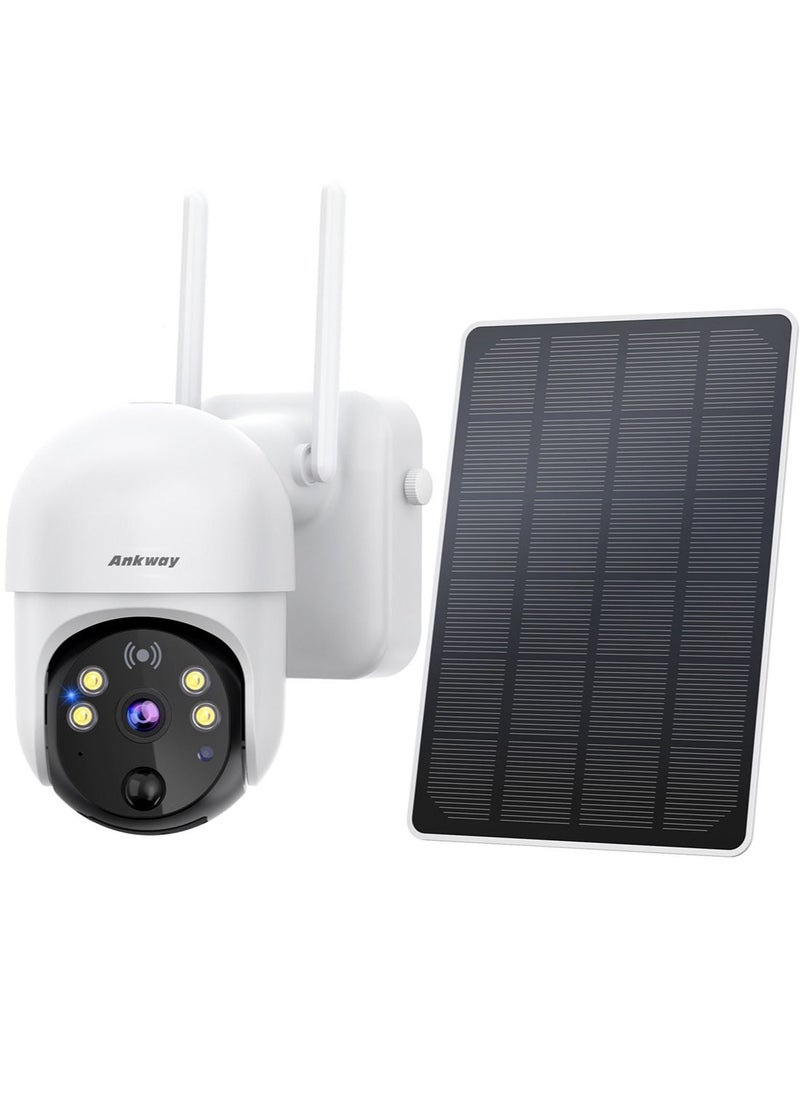 Wireless Outdoor Security Camera Upgraded Solar Security Camera with 14400mAh Rechargeable Battery 2.4G WiFi 1080P Color Night Vision IP65 2-Way Audio Pan Tilt 3X Zoom PIR Detection