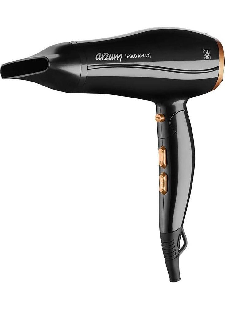 Arzum AR5046 Fold Away Hair Dryer, 2300W, Black  - Image 1
