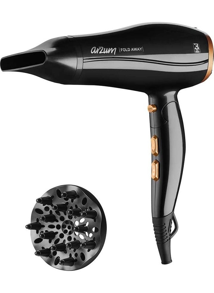 Arzum AR5046 Fold Away Hair Dryer, 2300W, Black  - Image 2