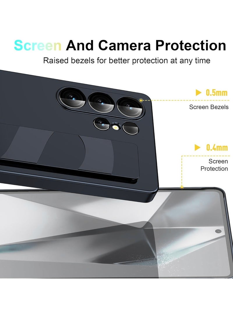 Silicone Wrist Strap Kickstand Holder Stand Wristband Elastic Band Armor Cover for Women Men,PC Anti-Scratch Ultra Slim Shockproof For Samsung Galaxy S25 Ultra Case - Black - Image 4