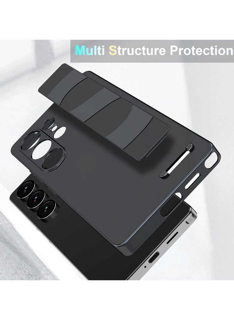 Silicone Wrist Strap Kickstand Holder Stand Wristband Elastic Band Armor Cover for Women Men,PC Anti-Scratch Ultra Slim Shockproof For Samsung Galaxy S25 Ultra Case - Black - Image 5