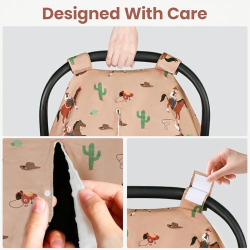 Rquite Car Seat Cover Baby, Carseat Covers Baby Girl, Winter Infant Car Seat Cover, Warm Minky Car Seat Canopy, Baby Carrier Cover with Peekaboo Opening, Multi Use Nursing Cover & Toddler Blanket - Image 3