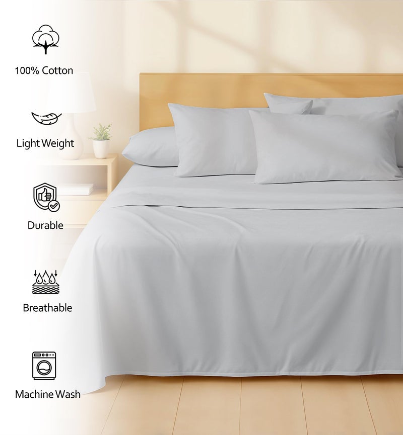 RUVANTI 6 Pcs Cotton Sheets - 100% Natural Cotton Soft, Lightweight & Breathable Crispy Percale Sheets, Full Size Bed Sheets 16" Deep Pockets, Cloud Gray - Image 2