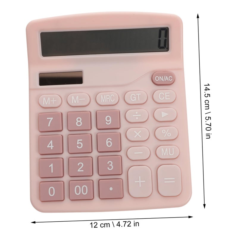 Solar Dual Power Basic Calculator Lightweight Portable Design Pink For Students And Office Use - Image 5