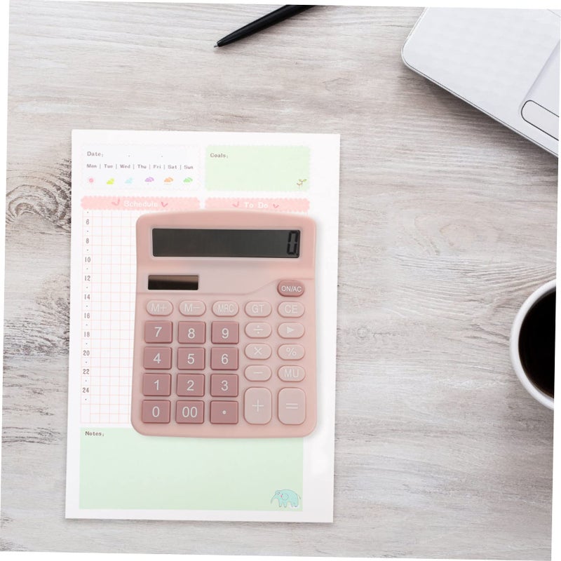 Solar Dual Power Basic Calculator Lightweight Portable Design Pink For Students And Office Use - Image 3