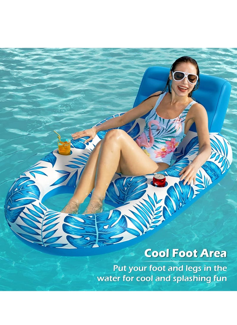 Inflatable Pool Float Adult Pool Floaties Lounger Floats Rafts Floating Chair Floats Water Floaty for Swimming Pool Lake Lounge Float with Cup Holders Beach Pool Party Toys for Adults Kids