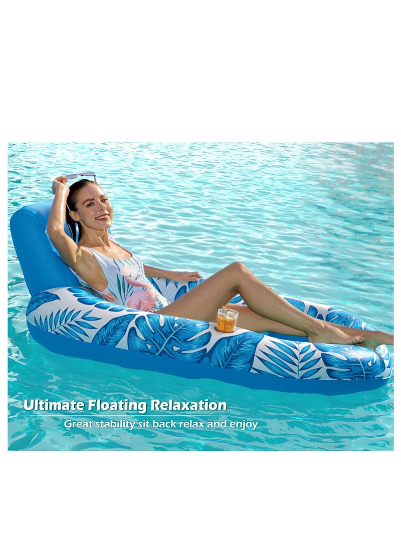 Inflatable Pool Float Adult Pool Floaties Lounger Floats Rafts Floating Chair Floats Water Floaty for Swimming Pool Lake Lounge Float with Cup Holders Beach Pool Party Toys for Adults Kids
