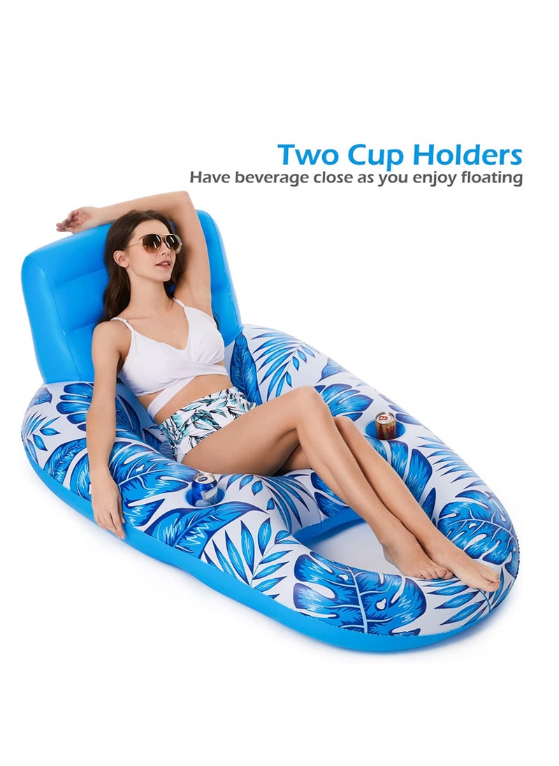 Inflatable Pool Float Adult Pool Floaties Lounger Floats Rafts Floating Chair Floats Water Floaty for Swimming Pool Lake Lounge Float with Cup Holders Beach Pool Party Toys for Adults Kids