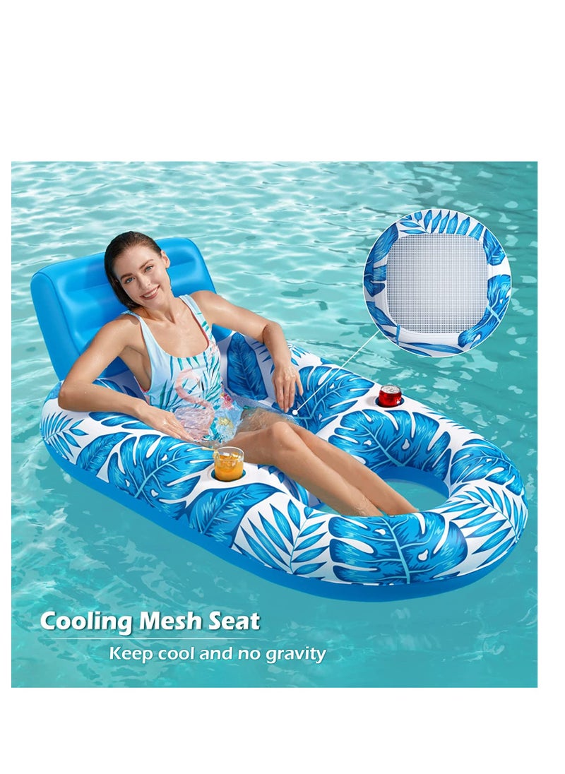 Inflatable Pool Float Adult Pool Floaties Lounger Floats Rafts Floating Chair Floats Water Floaty for Swimming Pool Lake Lounge Float with Cup Holders Beach Pool Party Toys for Adults Kids