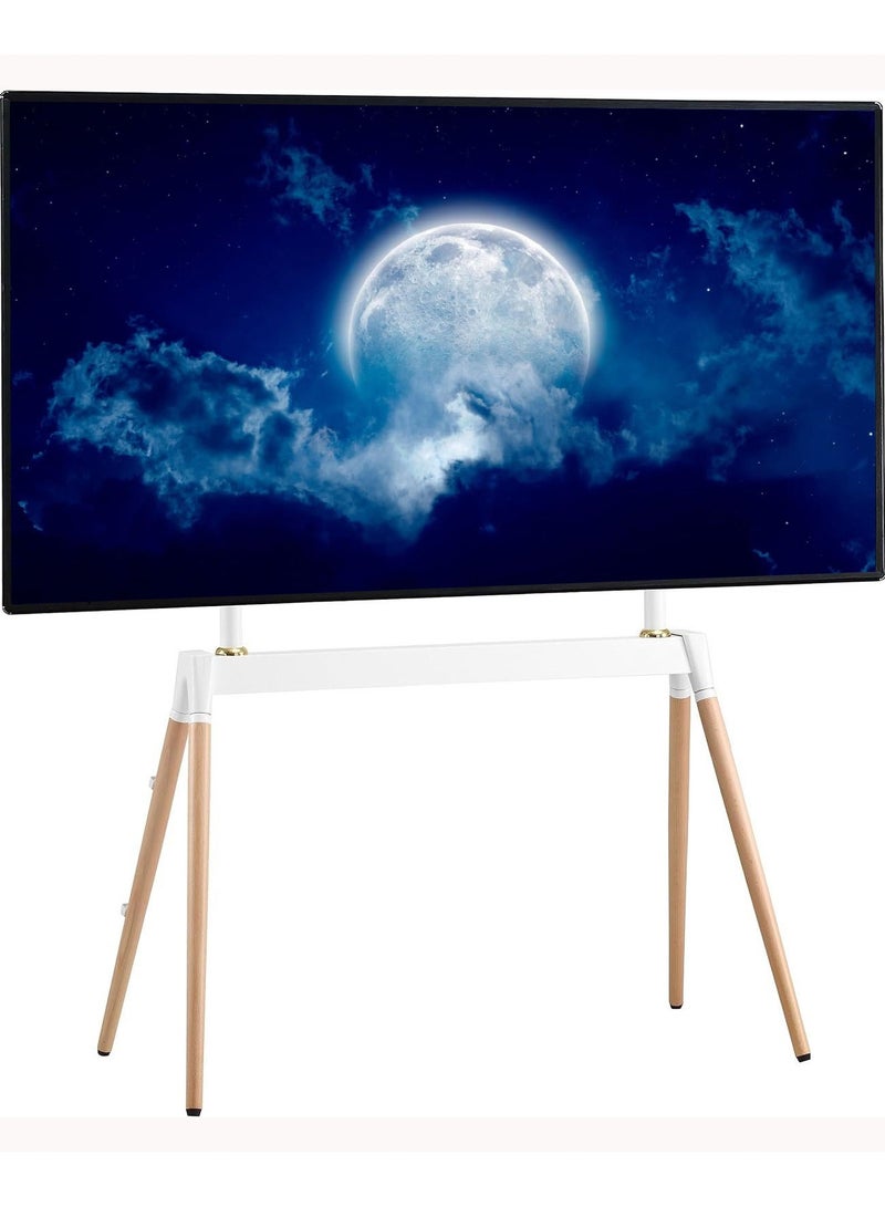 بيتيك ستاند تلفزيون ارضي معدني رباعي الأرجل يدعم تلفازات من 32 إلى 75 بوصة بوزن يصل إلى 45 كجم/99 رطل وVESA ما يصل إلى 600x400 مم. يتميز بتصميم قفل سريع، إدارة للكابلات، أبيض | TF-FS102W - Image 1