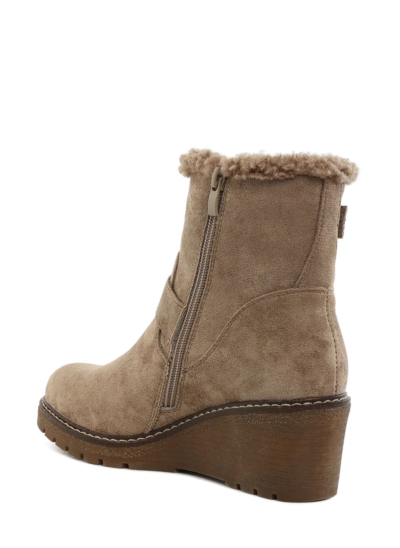 London Rag Faux Fur Harness Boots in Taupe