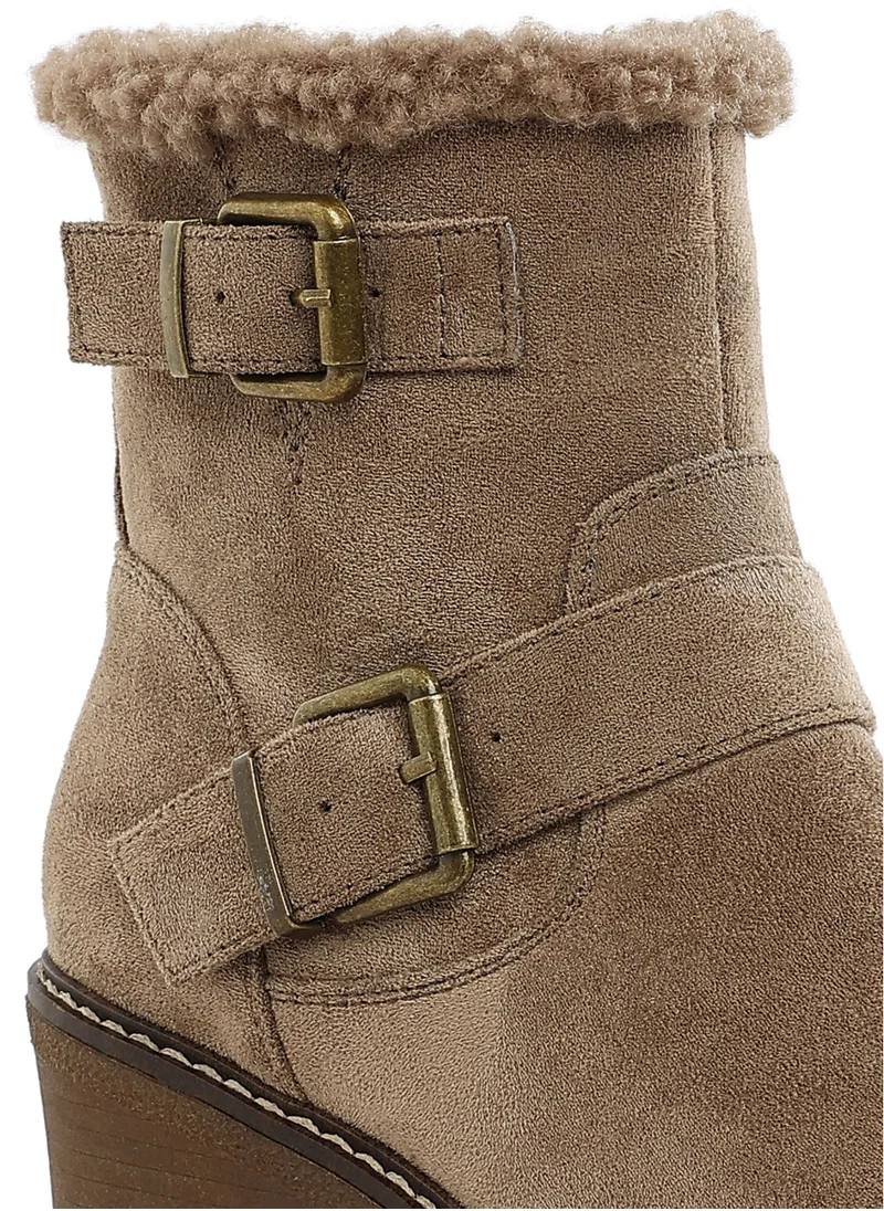 London Rag Faux Fur Harness Boots in Taupe