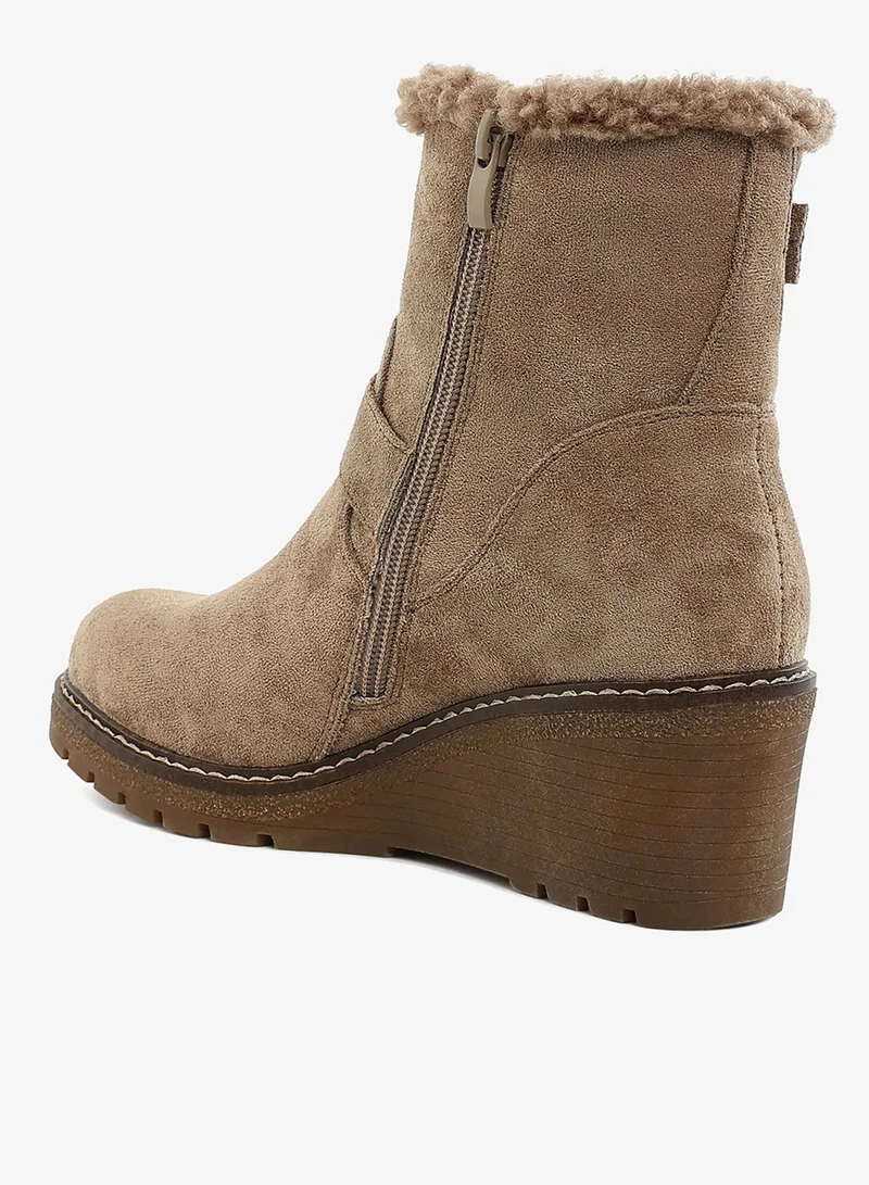 London Rag Taupe Faux Fur Harness Boots in Taupe for Women | Best Price UAE
