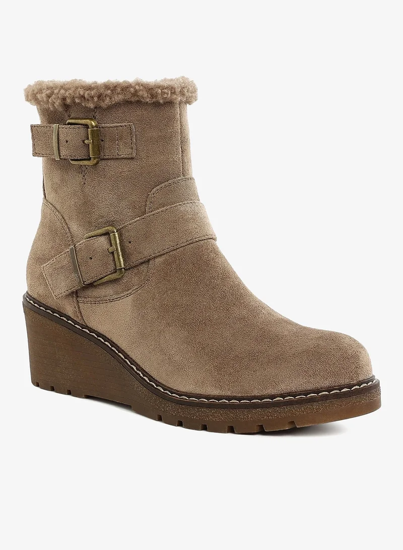 London Rag Taupe Faux Fur Harness Boots in Taupe for Women | Best Price UAE