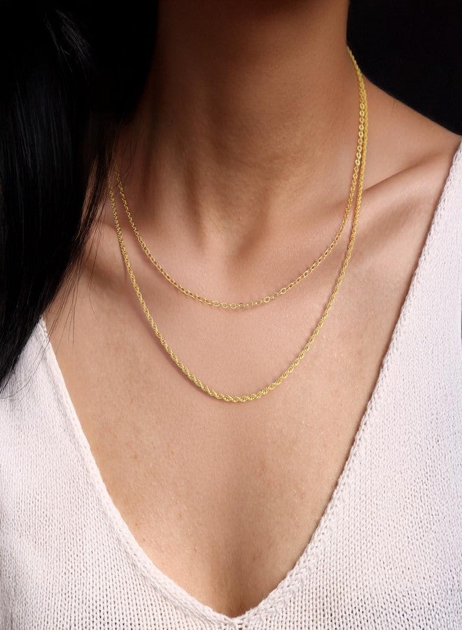 GYUYCW 14K Gold Necklaces for Women Trendy 14K Gold Chain for Women Double Chain Necklace for Womens Rope Chains Refined Shine and Elegant Presence Chains Necklace Womens - Image 4