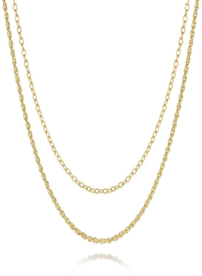 GYUYCW 14K Gold Necklaces for Women Trendy 14K Gold Chain for Women Double Chain Necklace for Womens Rope Chains Refined Shine and Elegant Presence Chains Necklace Womens - Image 1