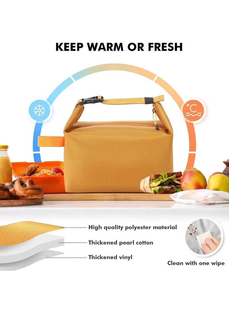 Adando Lunch Bag for Adult Women Men: Reusable High Capacity Lunch Tote Bags - Small Leakproof Cooler Lunch Box Bag for Work, Office, Picnic, Travel (Yellow) - Image 4