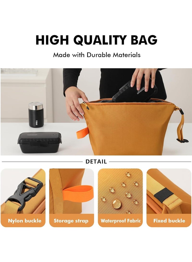 Adando Lunch Bag for Adult Women Men: Reusable High Capacity Lunch Tote Bags - Small Leakproof Cooler Lunch Box Bag for Work, Office, Picnic, Travel (Yellow) - Image 3