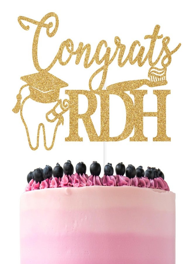 ZACHAKO Gold Glitter Congrats RDH Cake Topper, Congrats Dentist/Dental School Survivor/Holy Molar You Did It, 2026 Graduation Party Decorations - Image 1