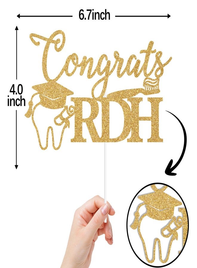 ZACHAKO Gold Glitter Congrats RDH Cake Topper, Congrats Dentist/Dental School Survivor/Holy Molar You Did It, 2026 Graduation Party Decorations - Image 2