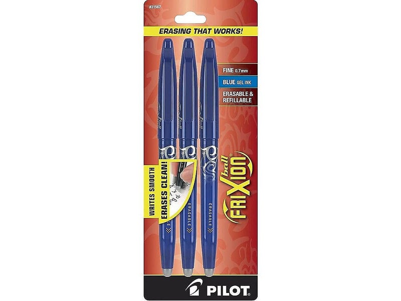 Pilot, FriXion Ball Erasable & Refillable Gel Ink Pens, Fine Point 0.7 mm, Pack of 3, Blue - Image 4