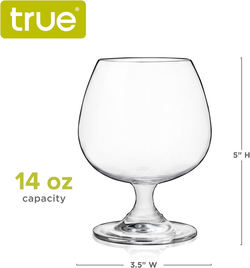 True Brandy Bourbon Whiskey Cognac Scotch Drinking Glasses, Superb Lead-Free Crystal Snifter Glass for Cocktail Party Dishwasher Safe, 14 oz, Set of 4 - Image 3