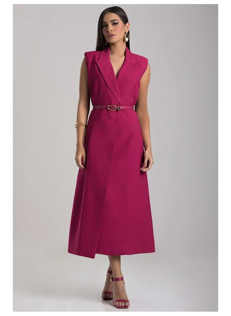 Fuchsia Tailored Dress with Belt