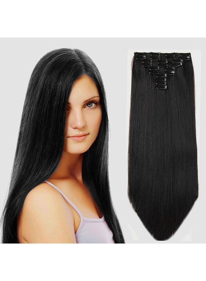 Rapidsflow 10Pc Synthetic Straight Hair Extension For Women And Girls 28 Inch 200Gram (Black) - Image 2
