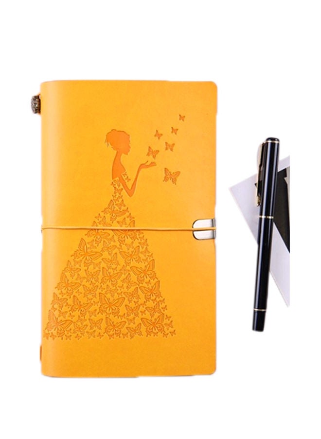 NIBEMINENT Pretty Butterfly Lady Vintage Travelers Notebook Yellow
