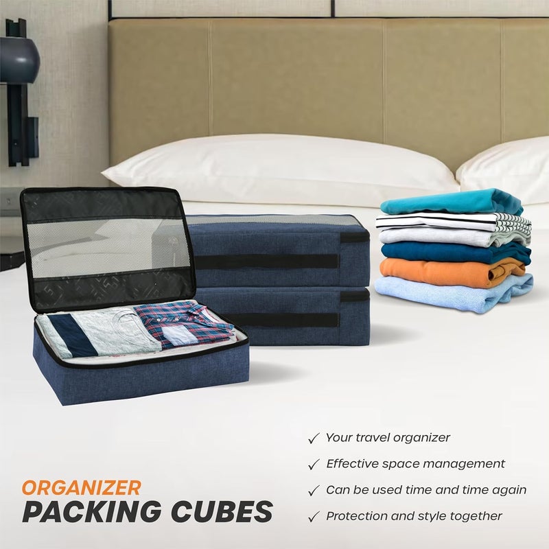 Cranique Polyester Packing Cubes for Travel Organizer, Storage Bag, Packing Bag for Toiletries, Clothes, Essential Pouch, Travel Organizer for Men & Women Pack of 3 (Cube1-Blue-Pack3) - Image 4